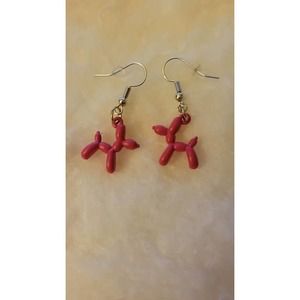 Mini pink balloon dog earrings